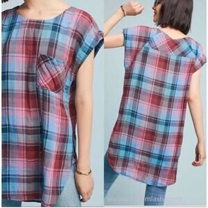 Akemi + Kin Anthropologie XS Extra Small Cap Sleeve Plaid Tunic